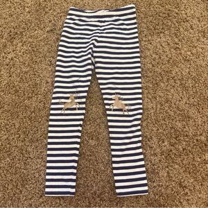 Cat & Jack Navy and White Striped Leggings with Unicorns